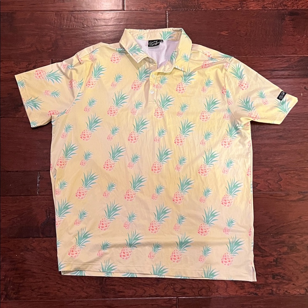 Tropical Pineapple Print Polo Shirt